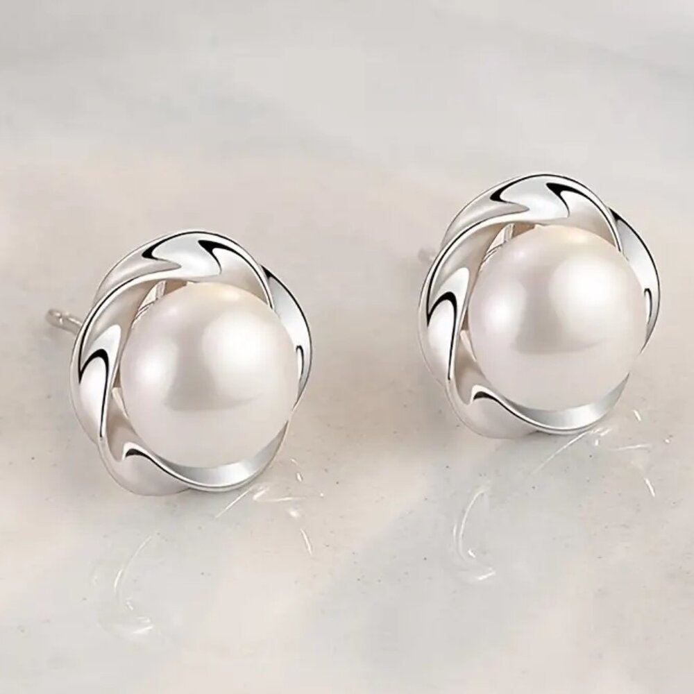 New Casual Everyday Silver Color 1 Pair Post / Stud Style Backings Earrings